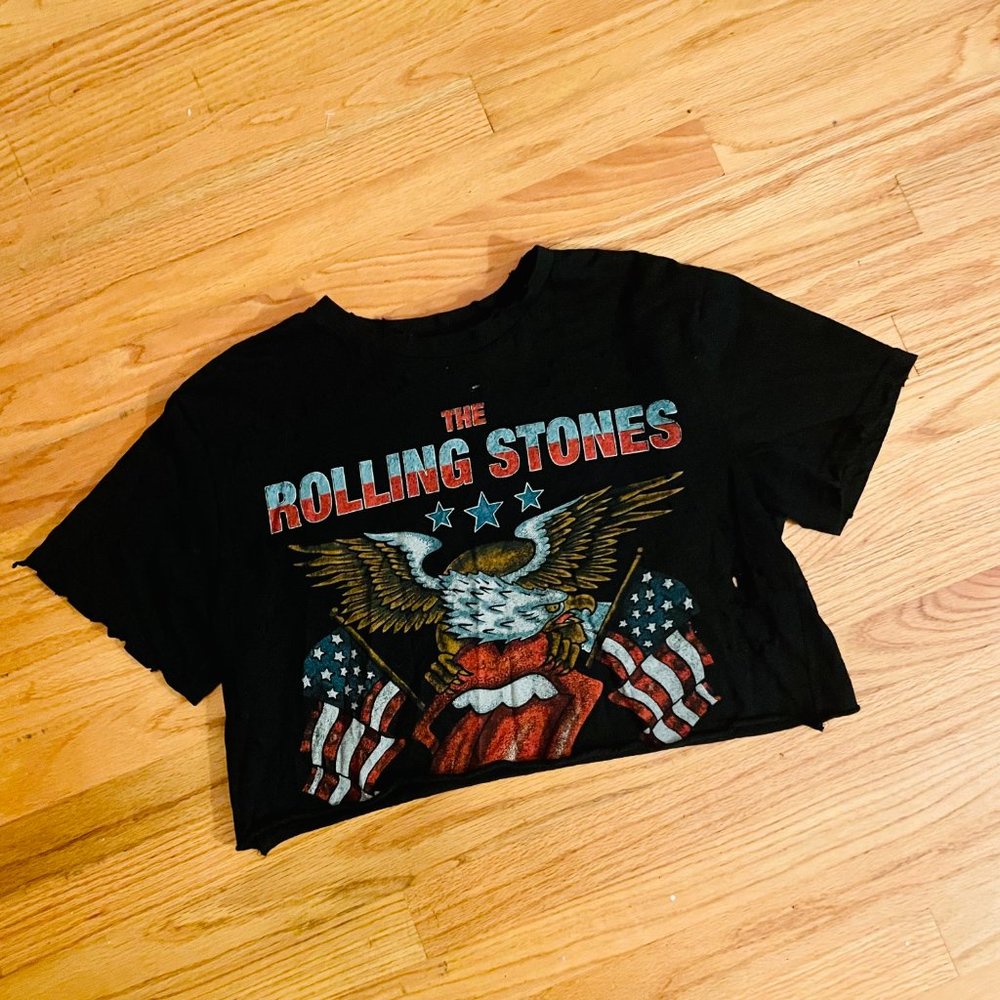 Rolling Stones Cropped Distressed Tshirt